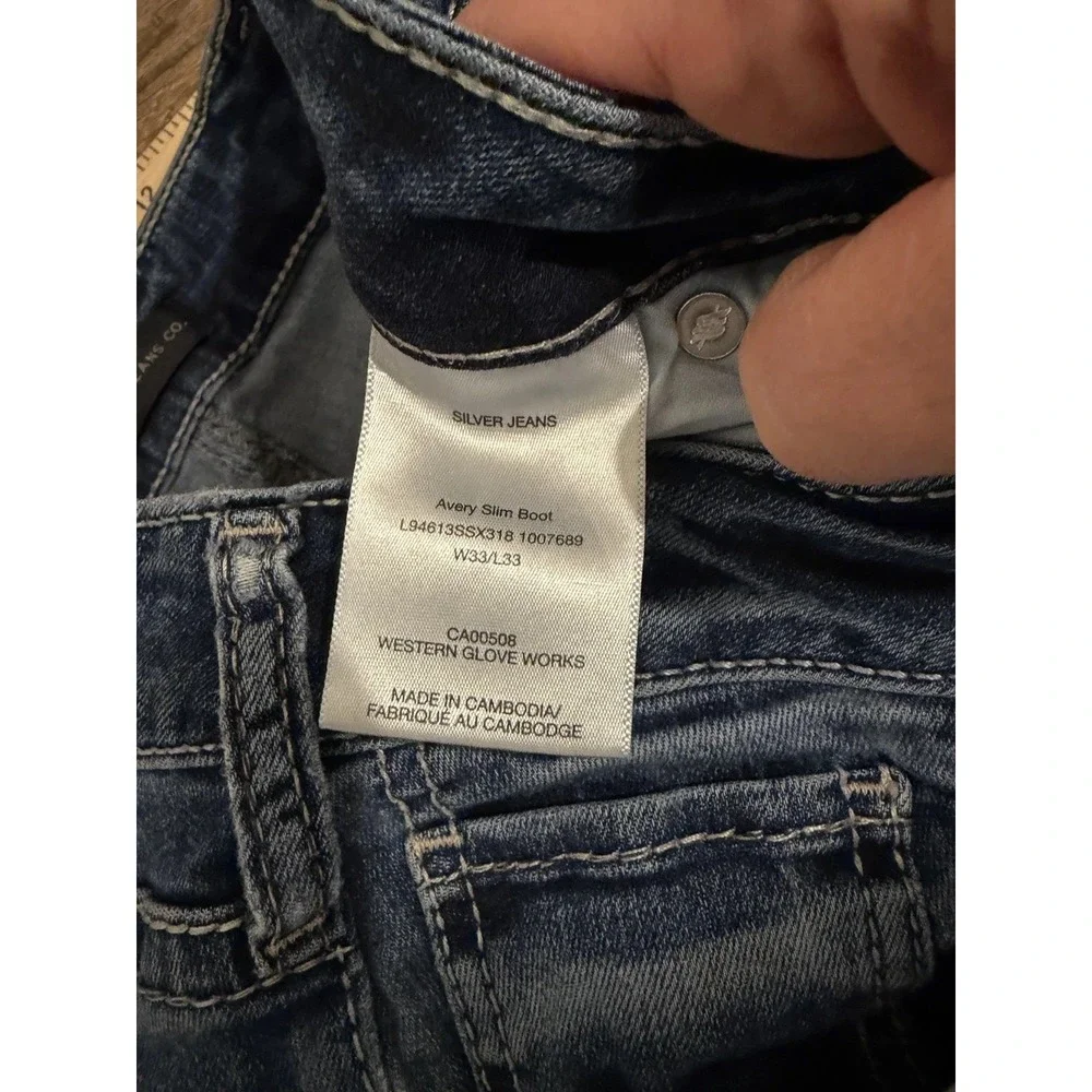 Silver Y2K Jeans Women's 33W Else Slim Bootcut Mid Rise Medium Wash Flap Pocket